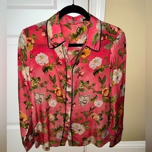 Alice and Olivia floral silk blouse, large